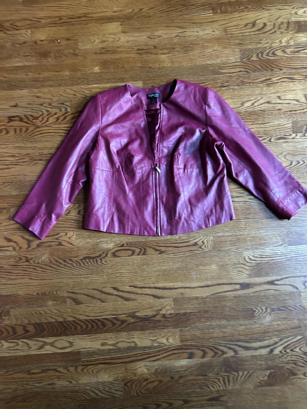 Style & Co Genuine Leather Jacket Burgundy Wine Red Size 18W Plus Size - Picture 4 of 11